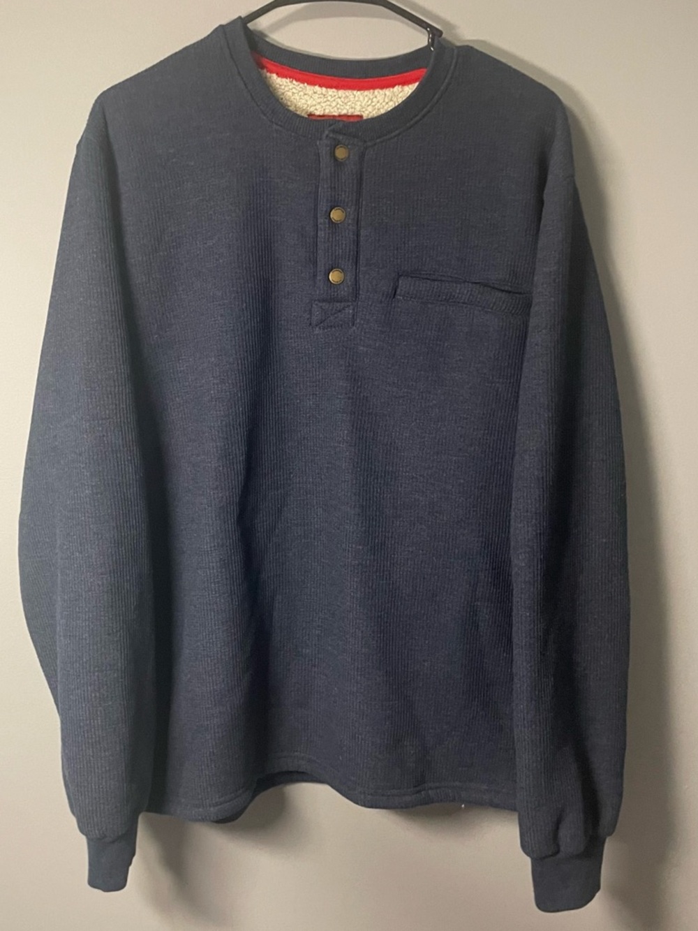 Coleman Men's Large  Long-Sleeve Sherpa Lined Waffle Henley Shirt Warm Cozy